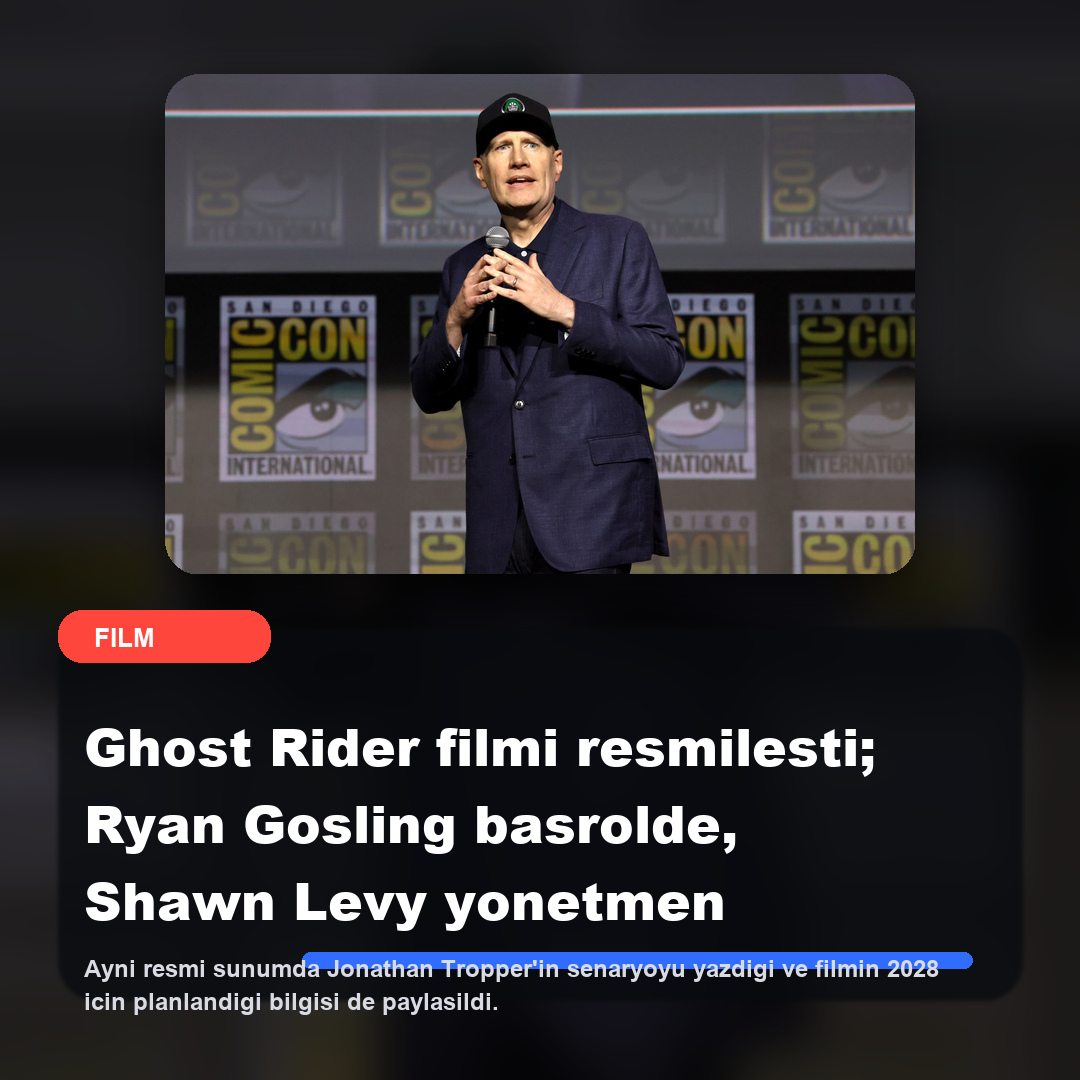 Ghost Rider filmi resmilesti; Ryan Gosling basrolde, Shawn Levy yonetmen koltugunda.